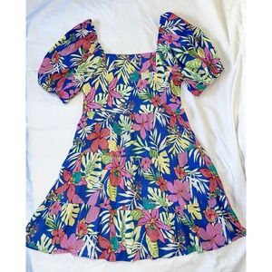 Easel LA Anthropologie Brand Gauze‎ Babydoll Dress Womens Size L Tropical Floral